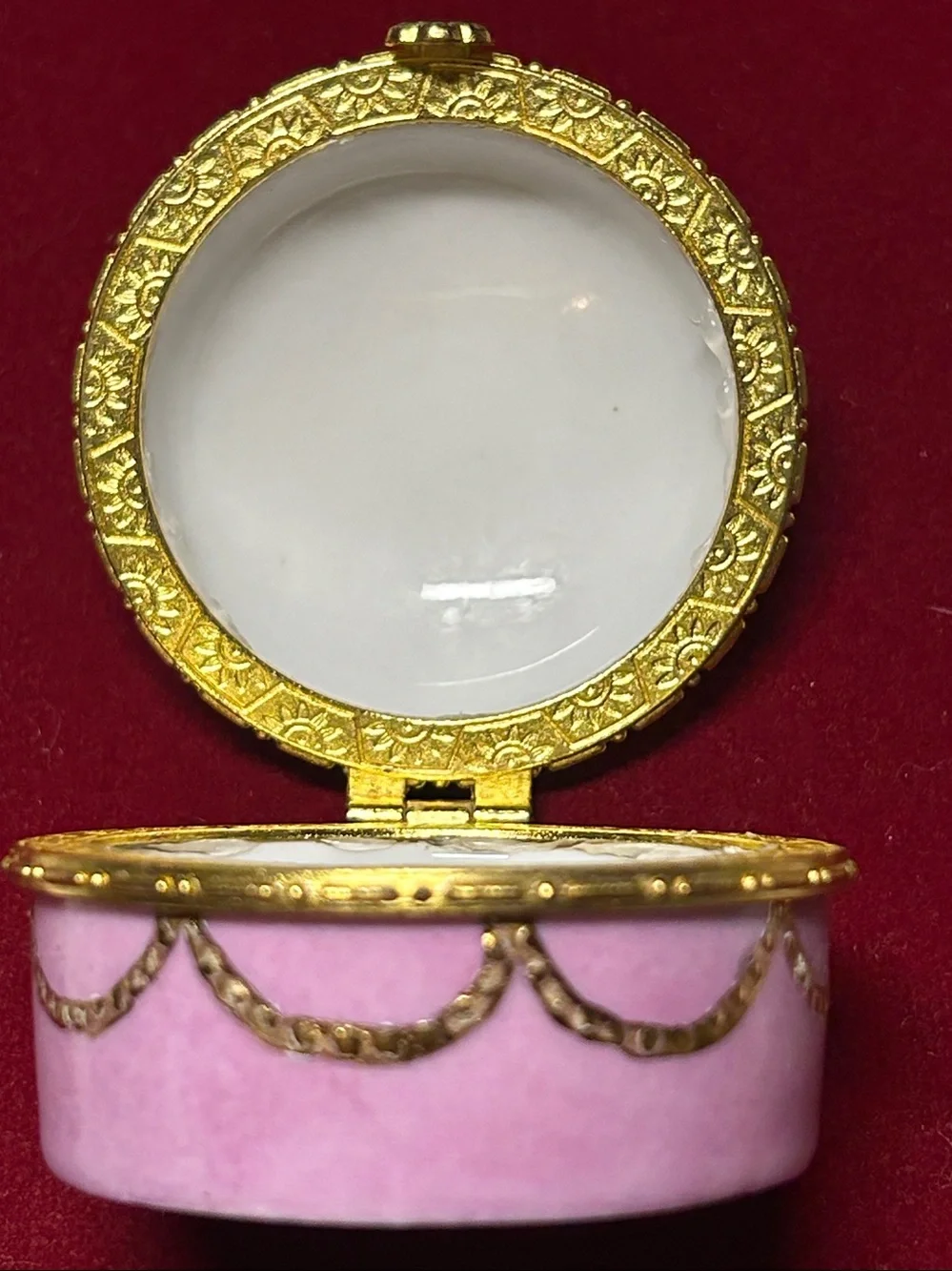 Gold-Tone Porcelain Cherub Compact Locket - White and Pink Accent